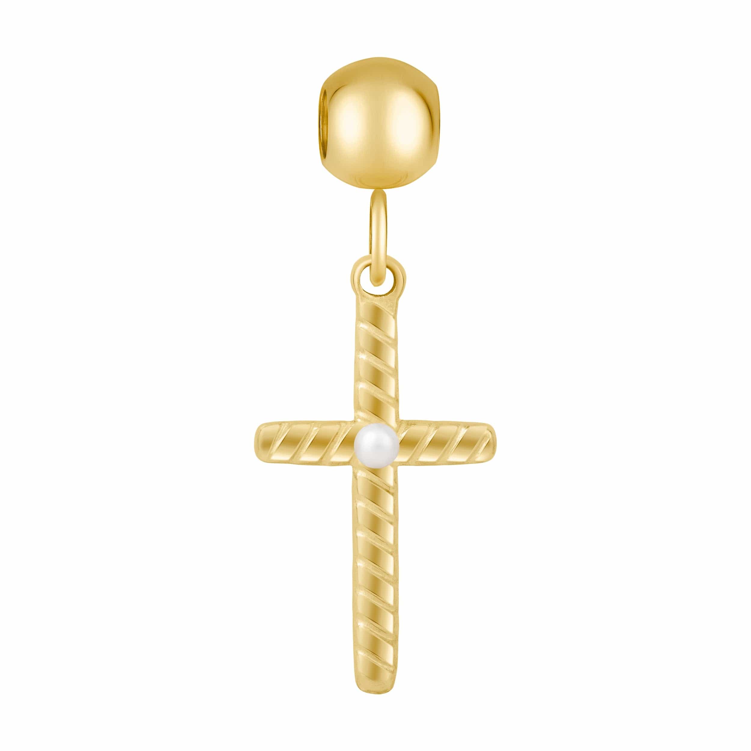 Bohomoon Stainless Steel Cross Pearl Charm