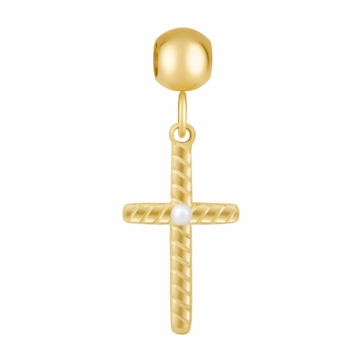 Bohomoon Stainless Steel Cross Pearl Charm