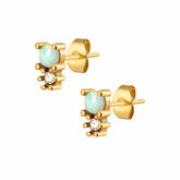 BohoMoon Stainless Steel Halo Opal Stud Earrings Gold