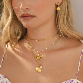 Bohomoon Stainless Steel Maribel Starfish Pearl Necklace