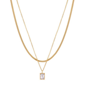 BohoMoon Stainless Steel April Layered Necklace Gold