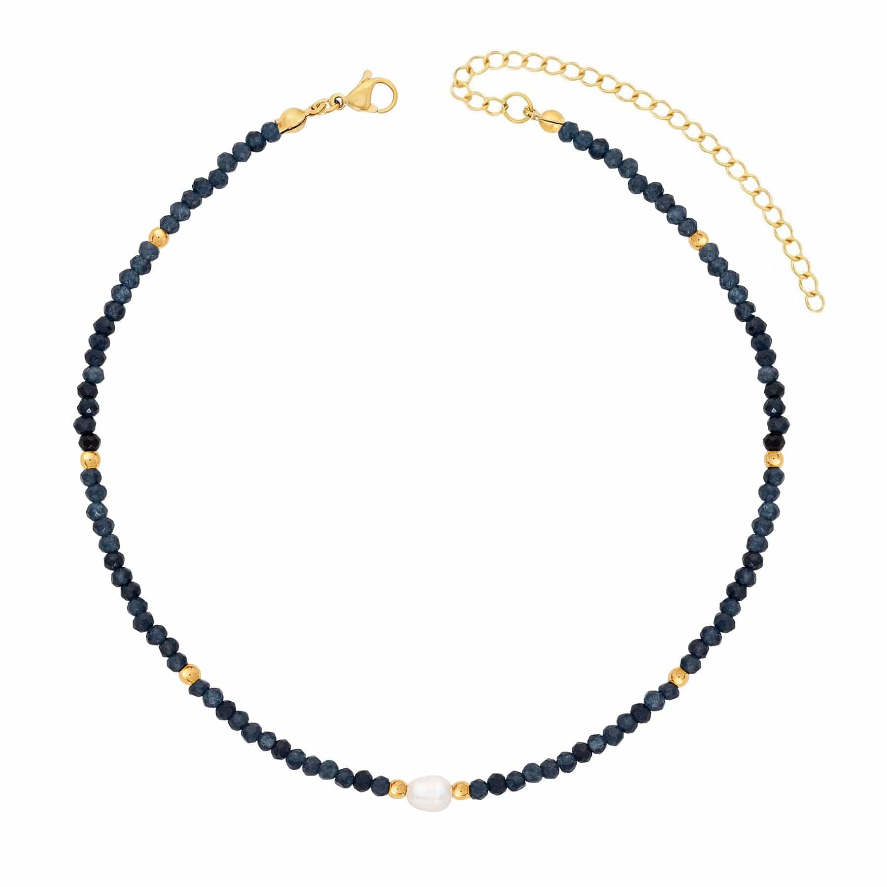 BohoMoon Stainless Steel Navy Pearl Choker Gold