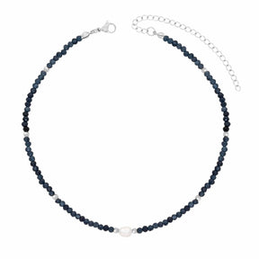 BohoMoon Stainless Steel Navy Pearl Choker Silver