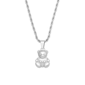 BohoMoon Stainless Steel Mini Teddy Necklace Silver