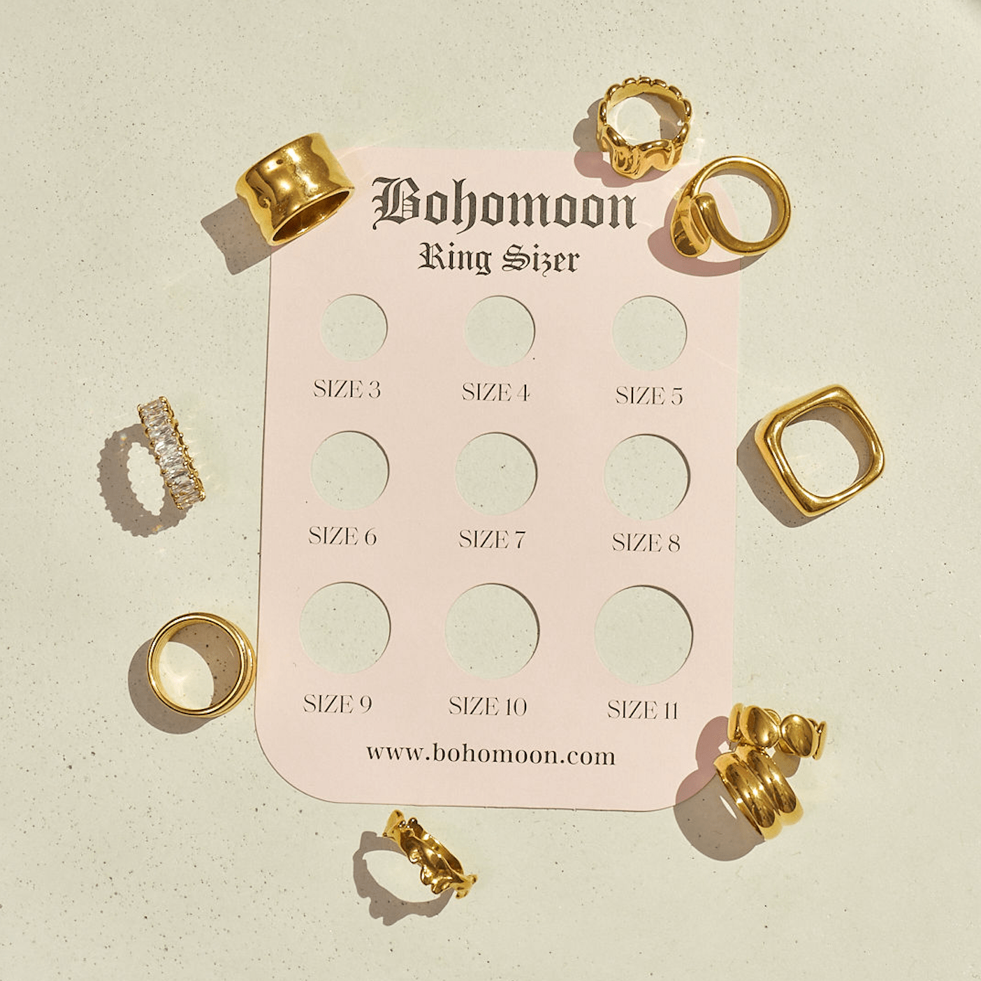 Bohomoon Stainless Steel Ring Sizer Card