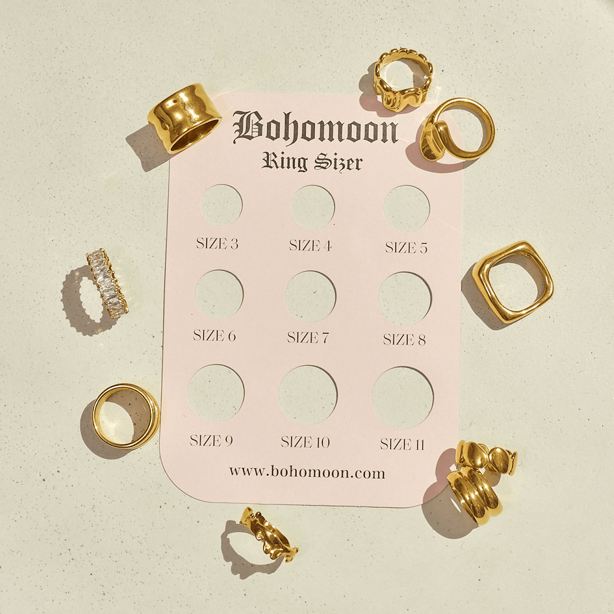 Bohomoon Stainless Steel Ring Sizer Card