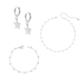 Bohomoon Stainless Steel Stargirl Trio Jewellery Set Silver
