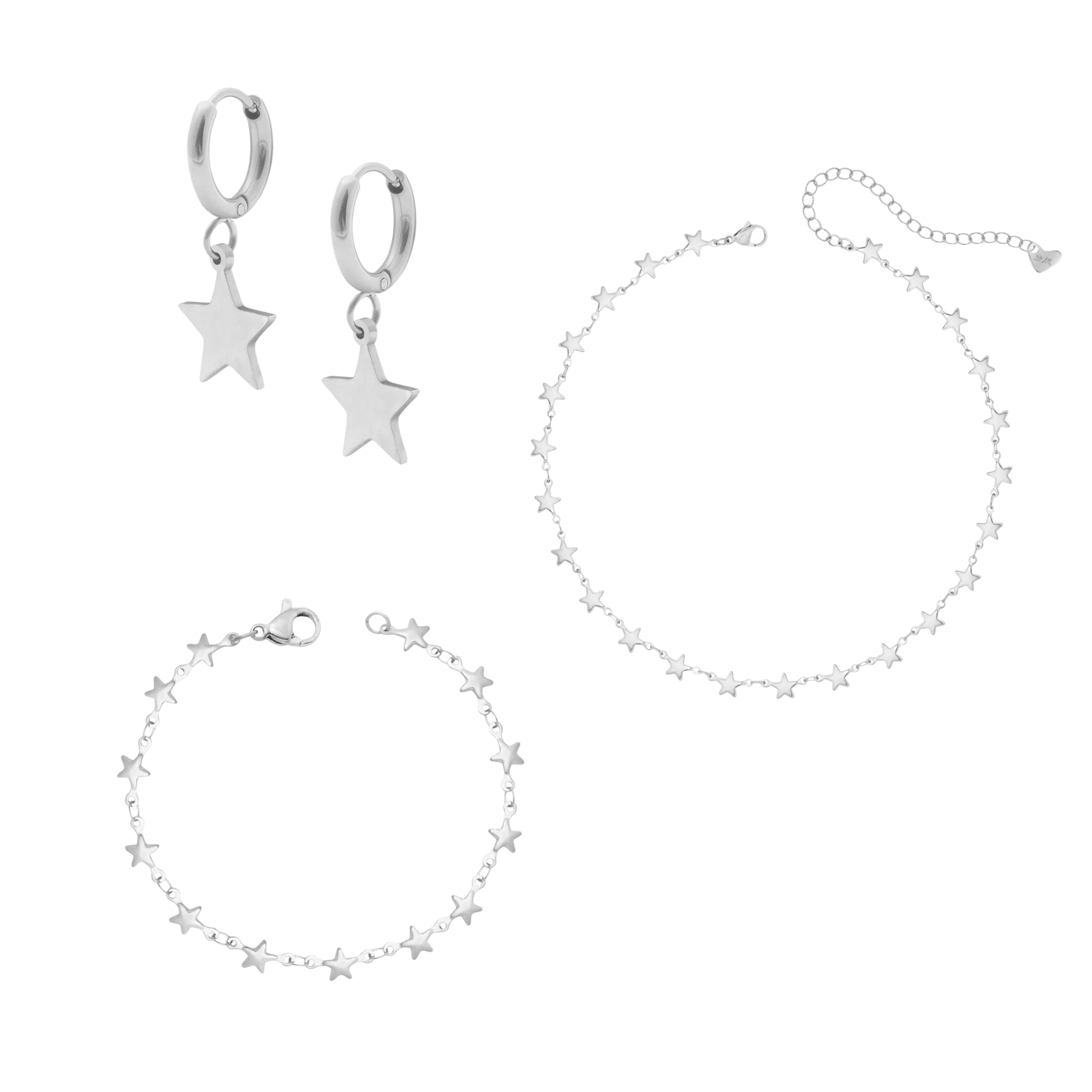 Bohomoon Stainless Steel Stargirl Trio Jewellery Set Silver