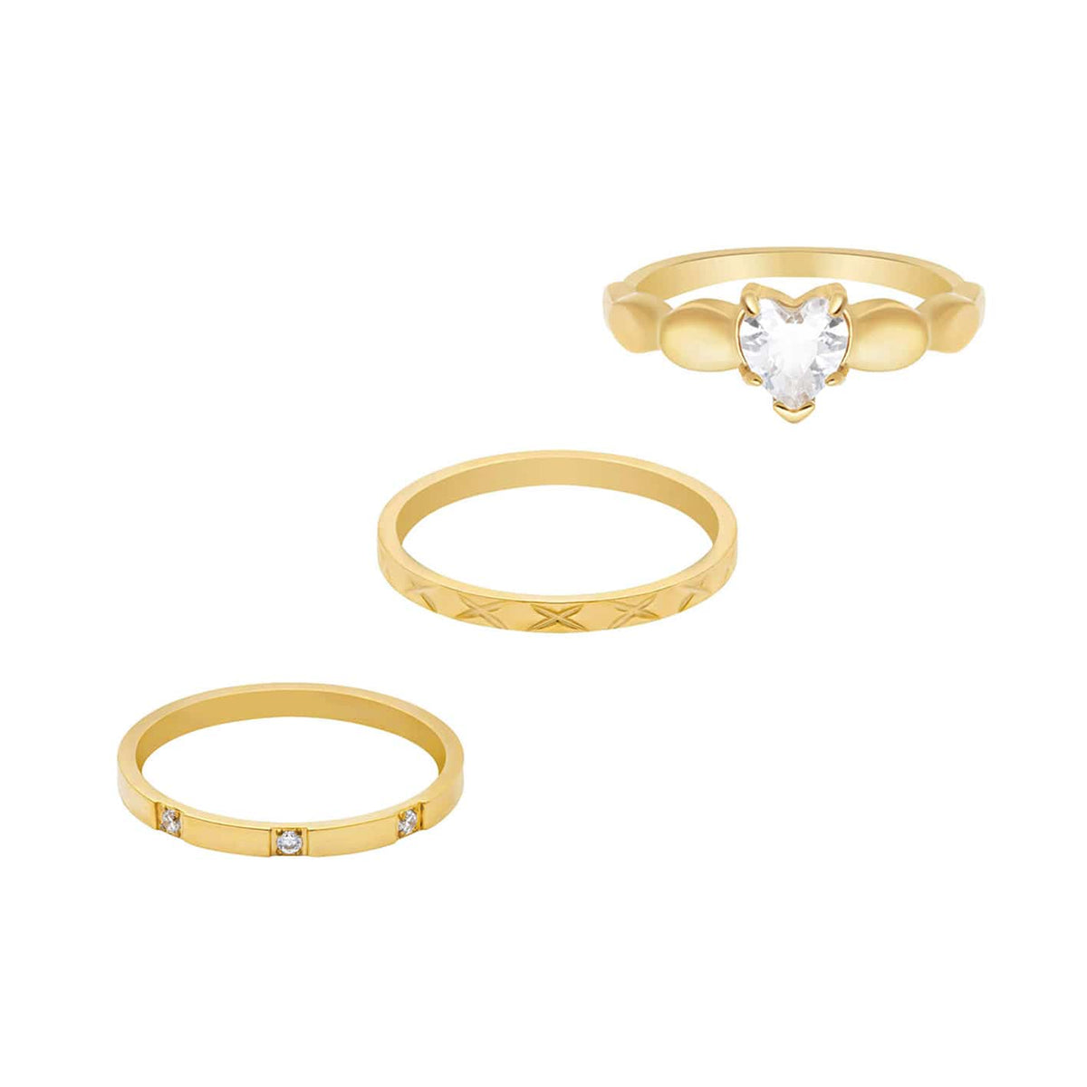 Bohomoon Stainless Steel Trending Ring Bundle Gold