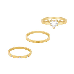 Bohomoon Stainless Steel Trending Ring Bundle Gold