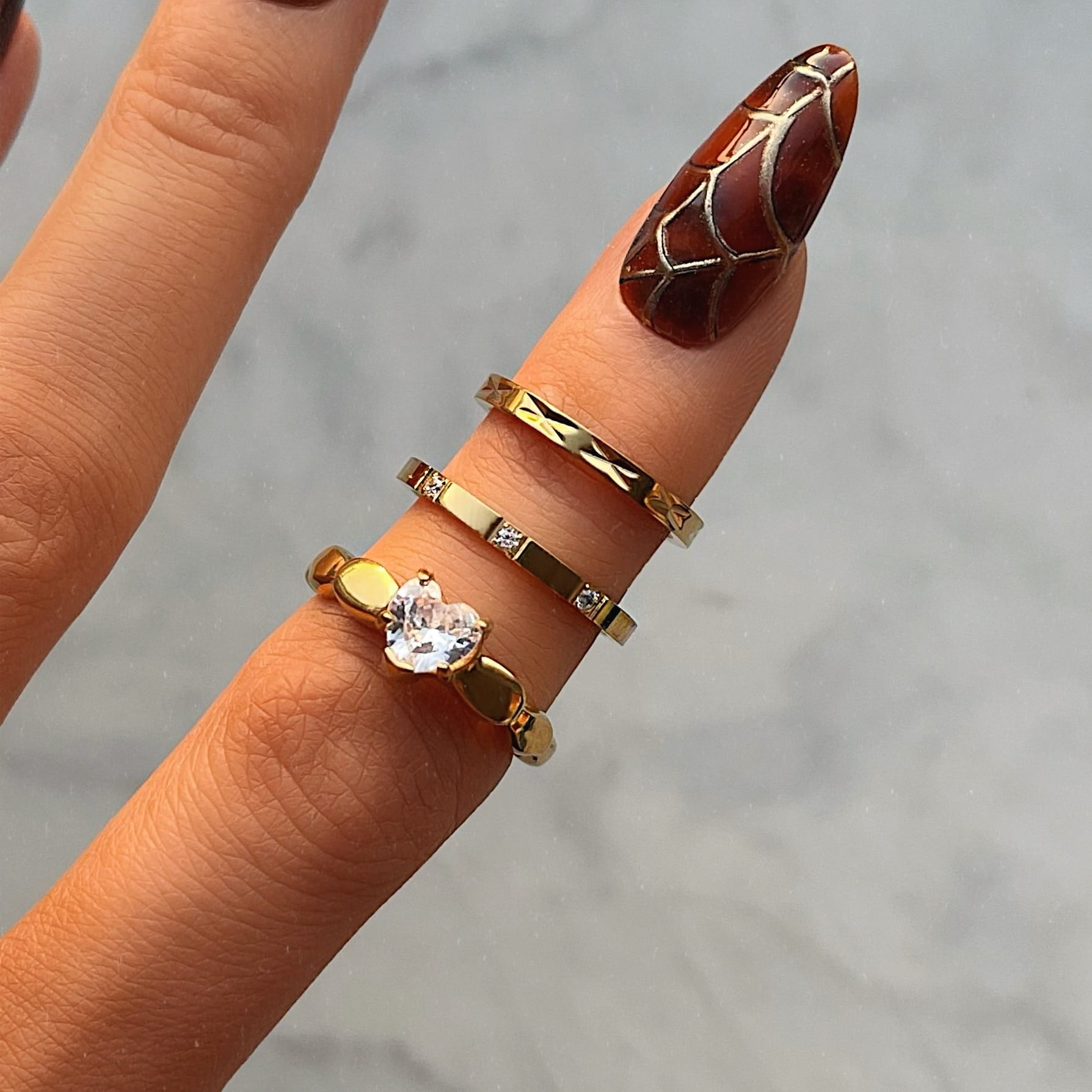 Bohomoon Stainless Steel Trending Ring Bundle Gold