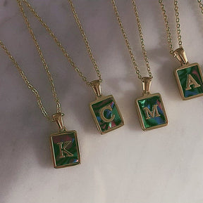 Abalone Initial Necklace