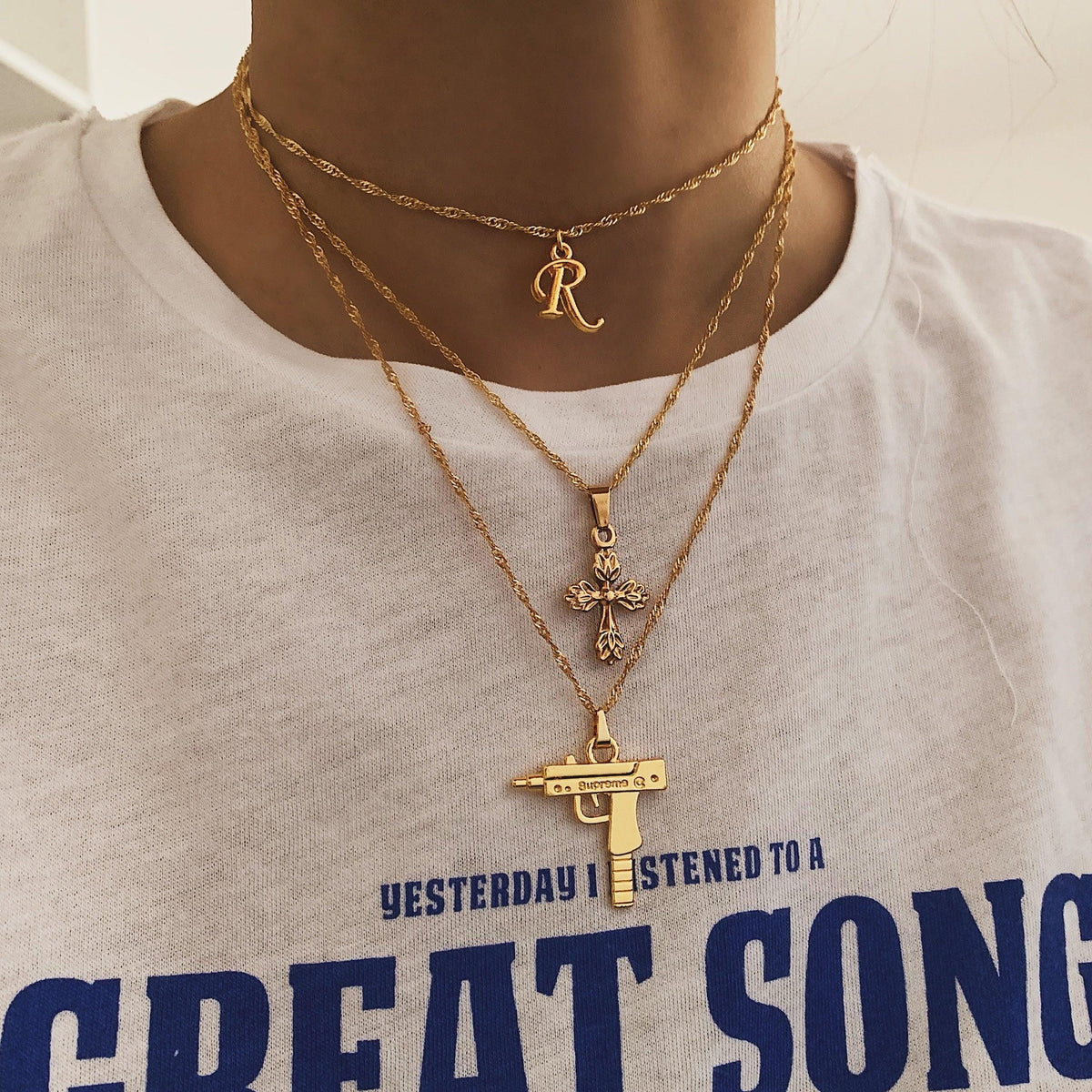 BohoMoon Stainless Steel Serenity Cross Choker / Necklace